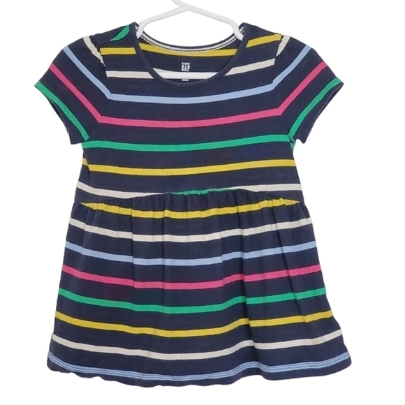 K1093 * Baby Gap Girls Colorful Striped Dress Navy Blue Size 2T - Picture 1 of 6